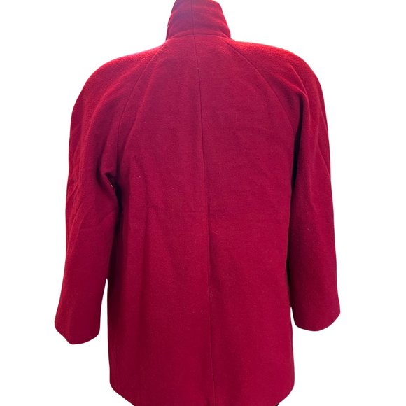Casual Red Peacoat Size 10, MADE IN UKRAINE, 100% WOOL - Picture 3 of 10